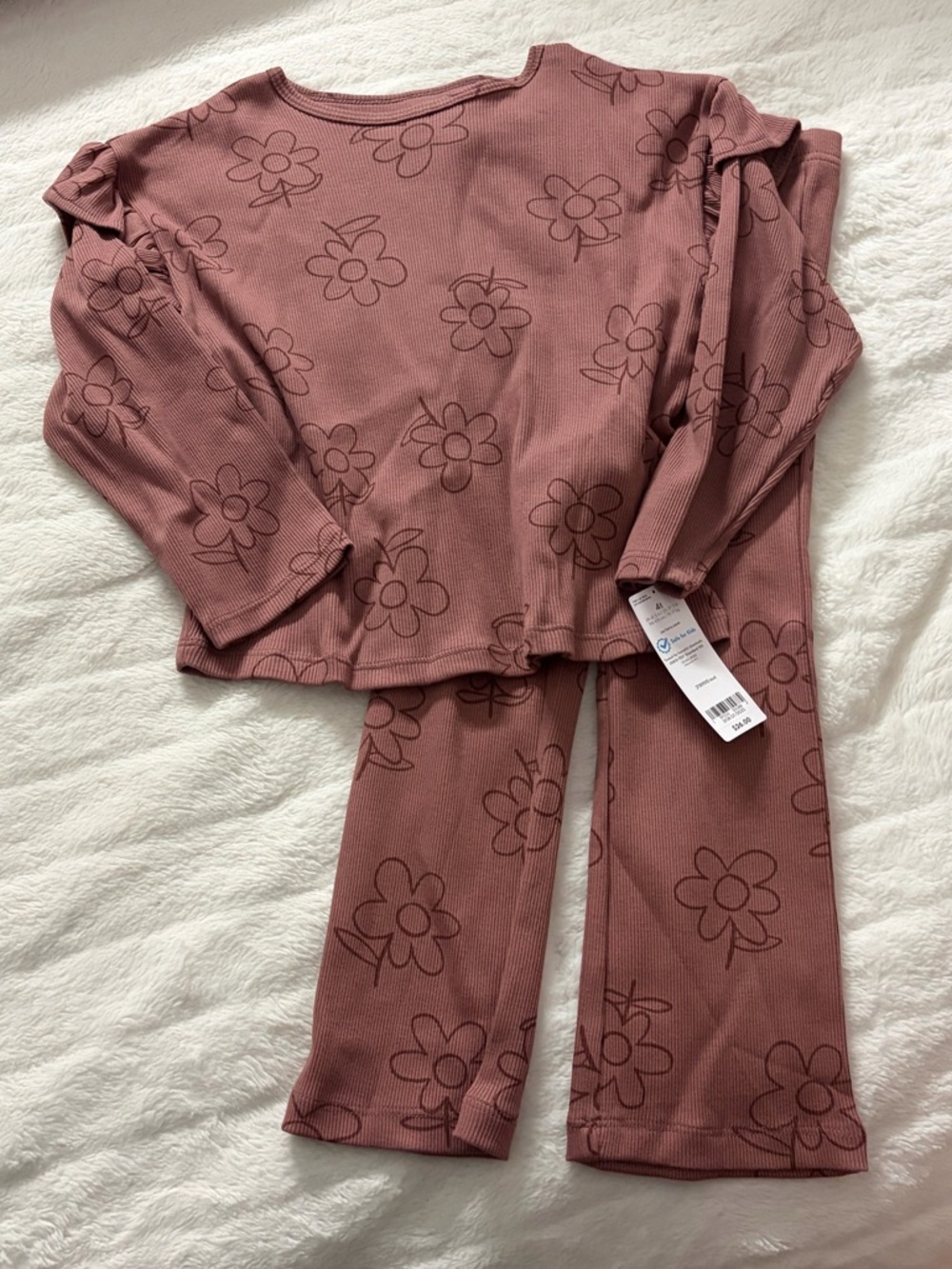 Carter's Dusty Rose Floral Ribbed Set